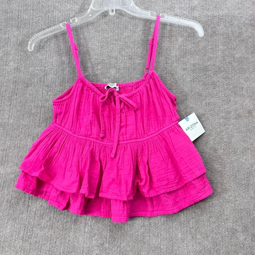 Arizona Jean Co. Tiered Ruffle Cami Top Fiesta Pink New With Tags Size‎ Small
